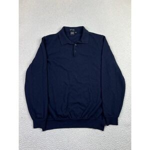 Hugo Boss Sweater Mens 2XL Navy Blue Virgin Wool Long Sleeve Polo Knit